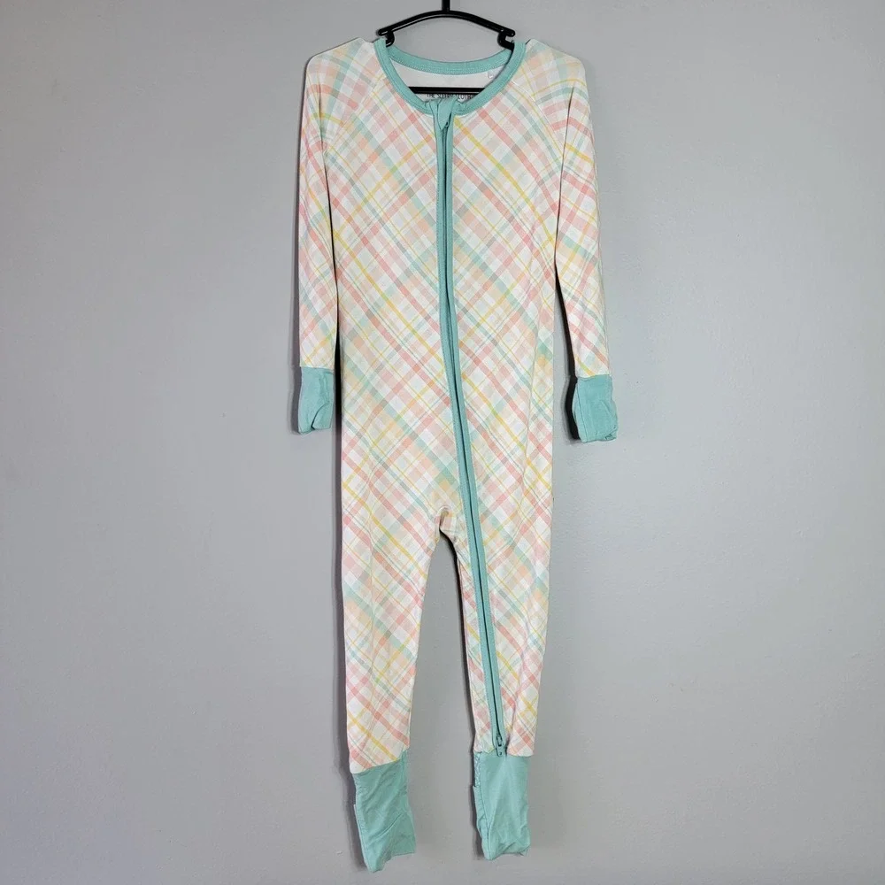 The Sleepy Sloth‎ Bamboo Plaid Zippy Pajamas 18-24M Footed Sleepsuit Pastel